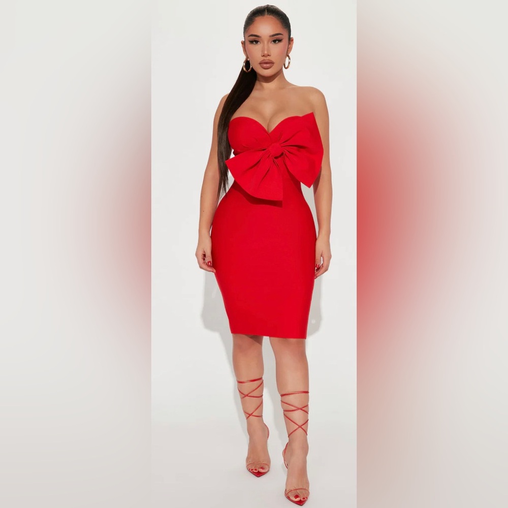 Fashion Nova Hana Bandage Mini Dress - Red